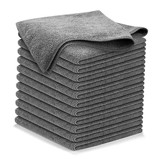 USANOOKS Microfiber Cleaning Cloth Grey – 12 Pcs (12.5″x12.5″) Pack of 12 Gray