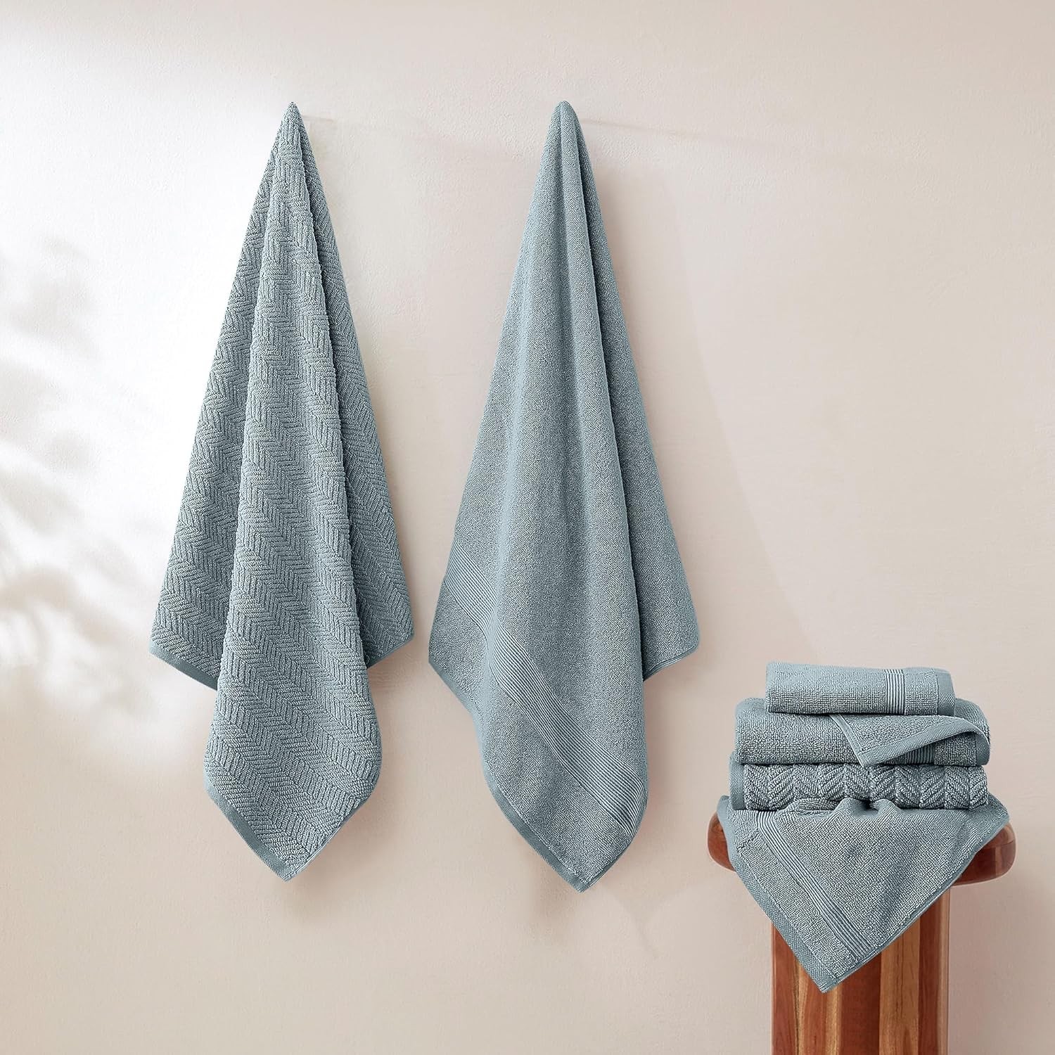 Otis 6-Piece 100% Cotton Towel Set – Zero Twist Jacquard Chevron – Includes 2