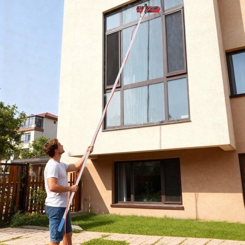 Solar Panel Window Cleaning Tool Outdoor Cleaning Brush & Pole Cleaning Kit