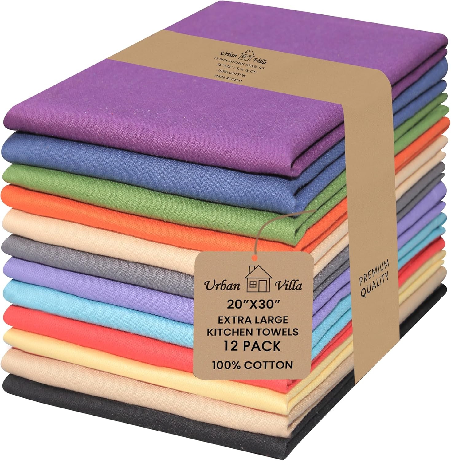 Kitchen Towels 100% Cotton Dish Towels for Kitchen(Set of 12)20”x30” Dish Cloths