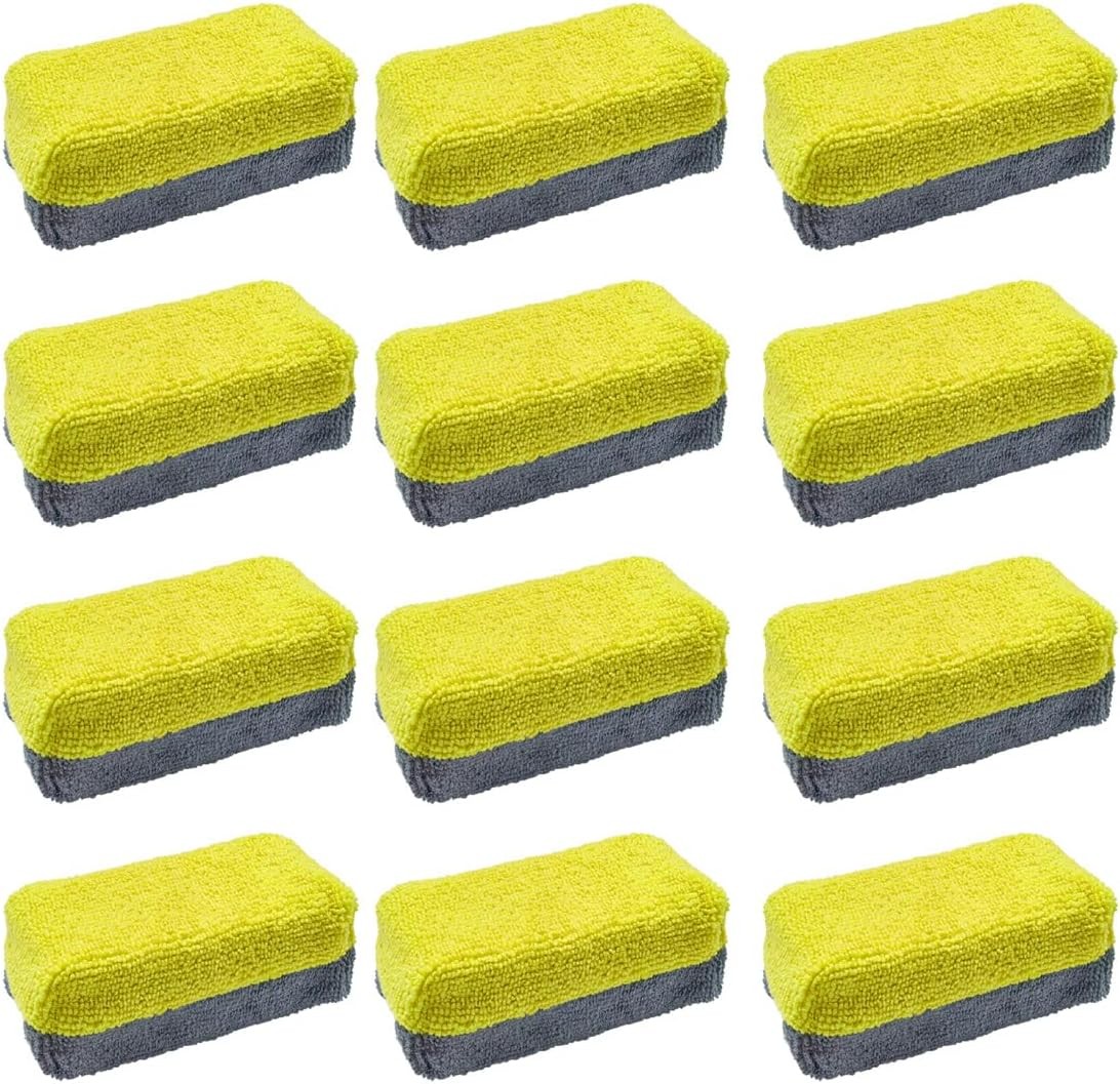 12PCS Ceramic Coating Applicator Sponge, 4.13” x 1.84” Microfiber Car Detailin