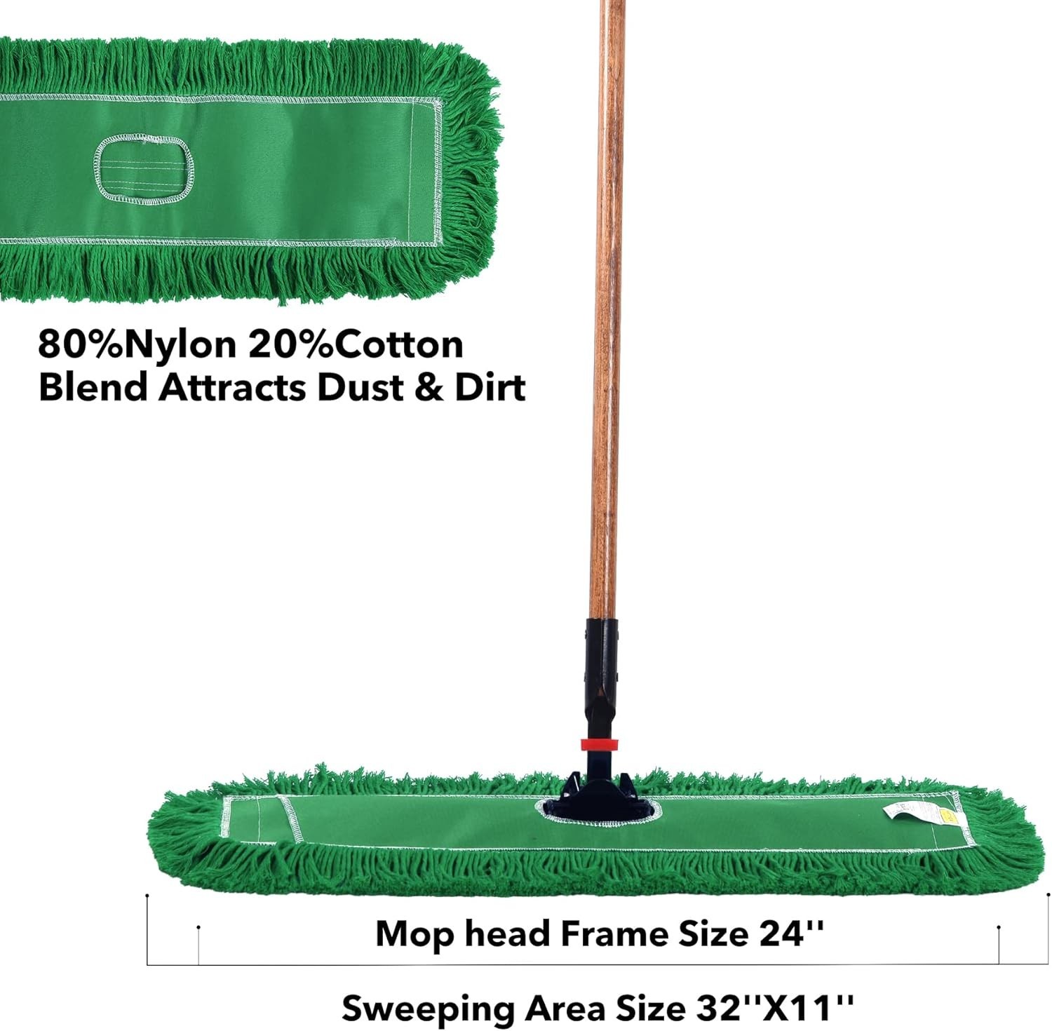 Cleaning 24” Industrial Strength Cotton Dust Mop Refill Washable Heads Green 3P