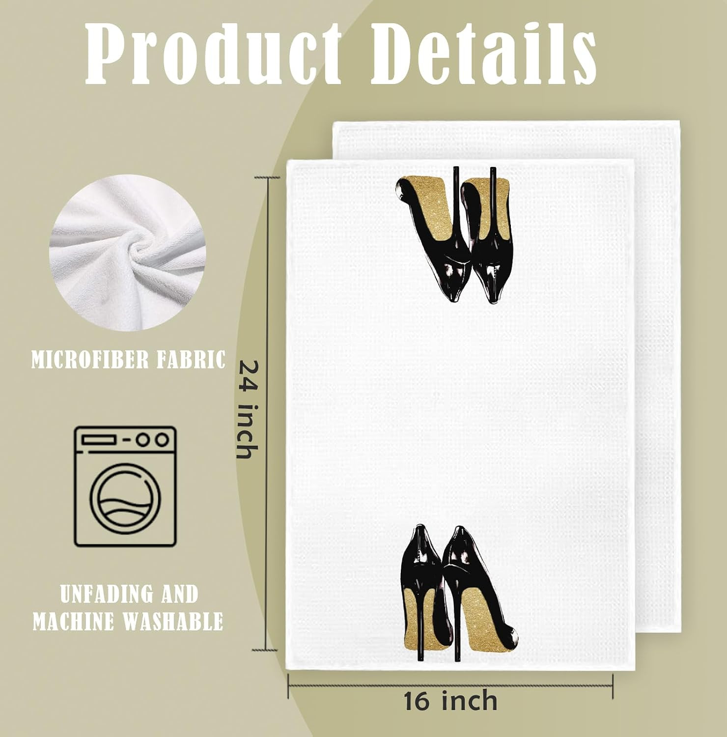 Gold and Black Towels for Bathroom Kitchen Decor, Funky Modern Perfume and High