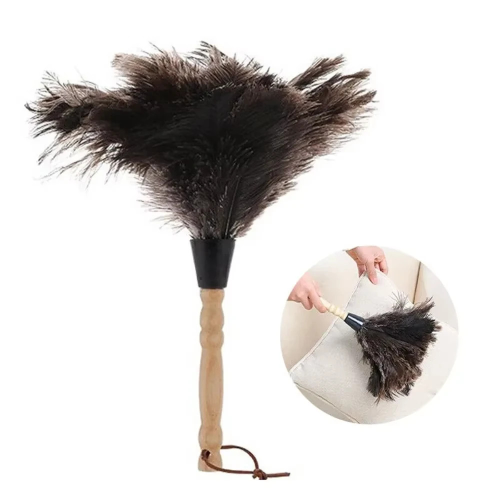 Feather Duster Wooden Handle Duster Anti-Static Dust Removal Dusters Ostrich Dus