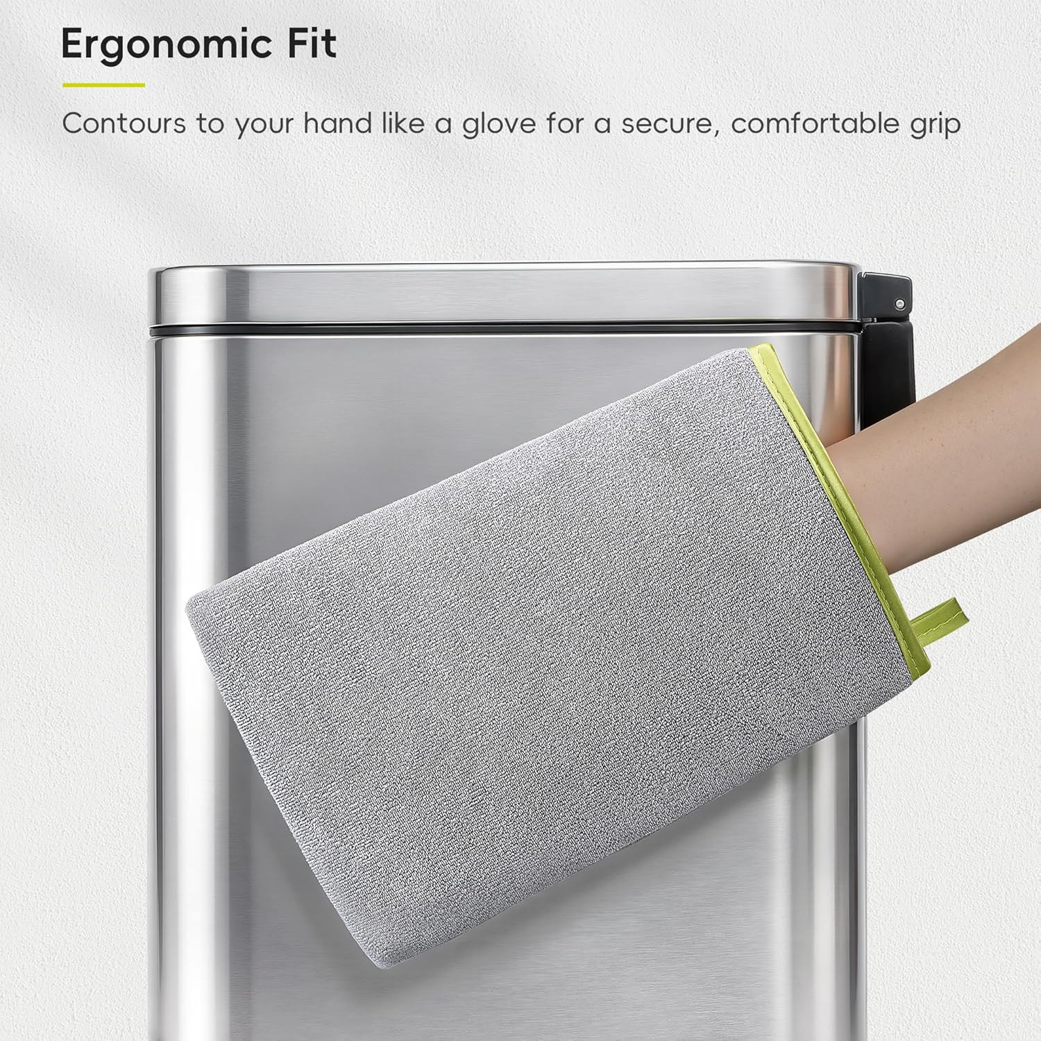 EKO Microfiber Cleaning Mitt for Stainless Steel – Lint-Free Reusable Polishing