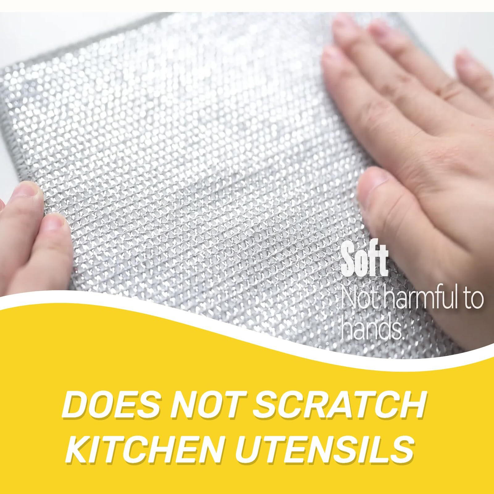 6 Pcs Triple Stainless Steel Scrubberwire Cleaning Dishwashing Rag Kitchen Towel