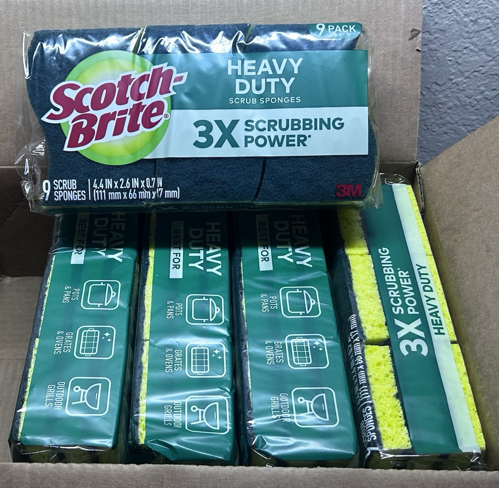 Scotch-Brite Heavy-Duty Scrub Sponge – 2.8″ Height4.5″ Depth – 45 TOTAL SPONGES
