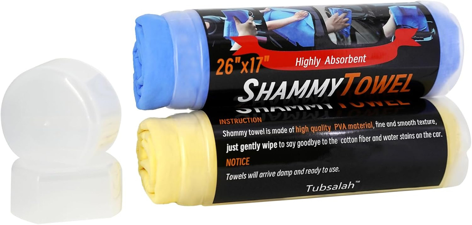 Shammy Cloth 2 Pack | Super Absorbent Synthetic Chamois, 26X17, for Car, Bathroo