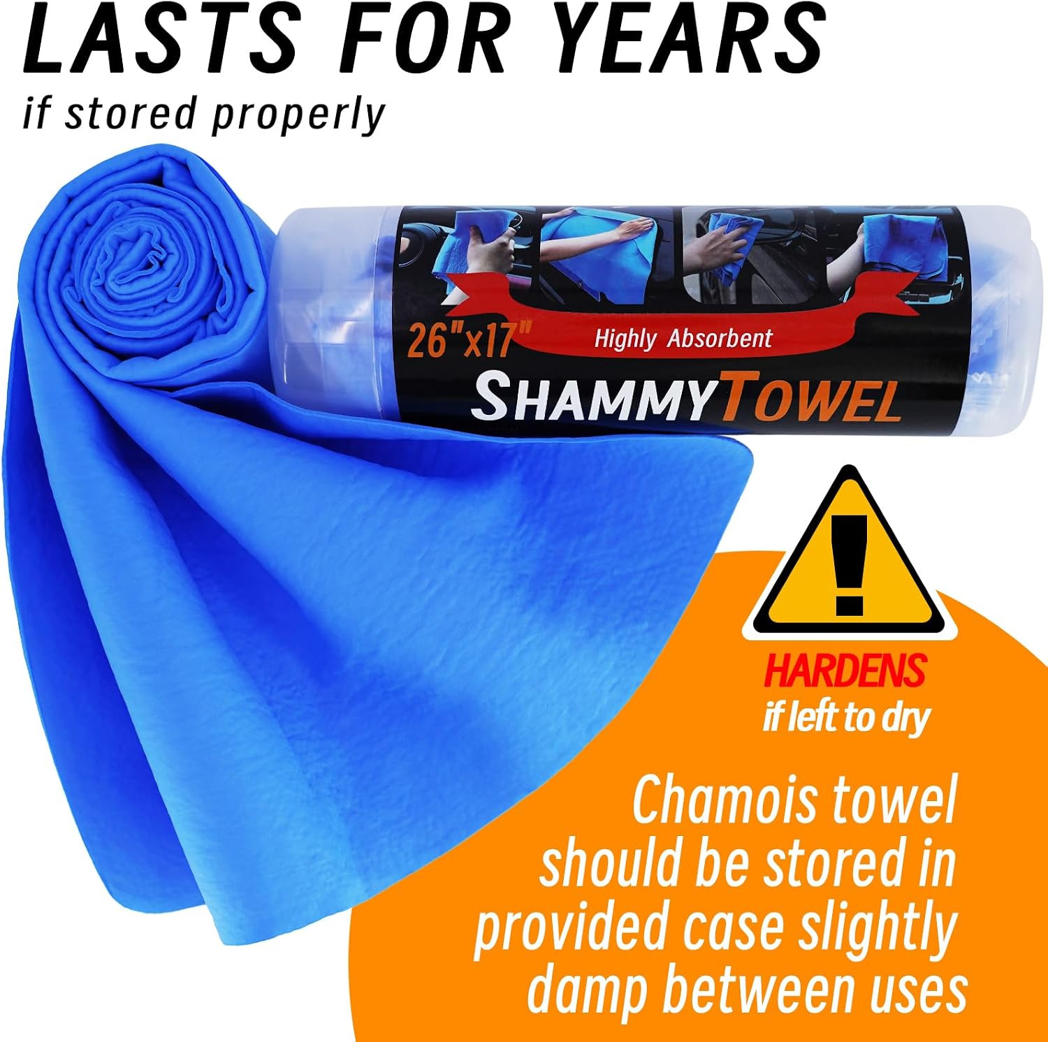 Shammy Cloth 2 Pack | Super Absorbent Synthetic Chamois, 26X17, for Car, Bathroo