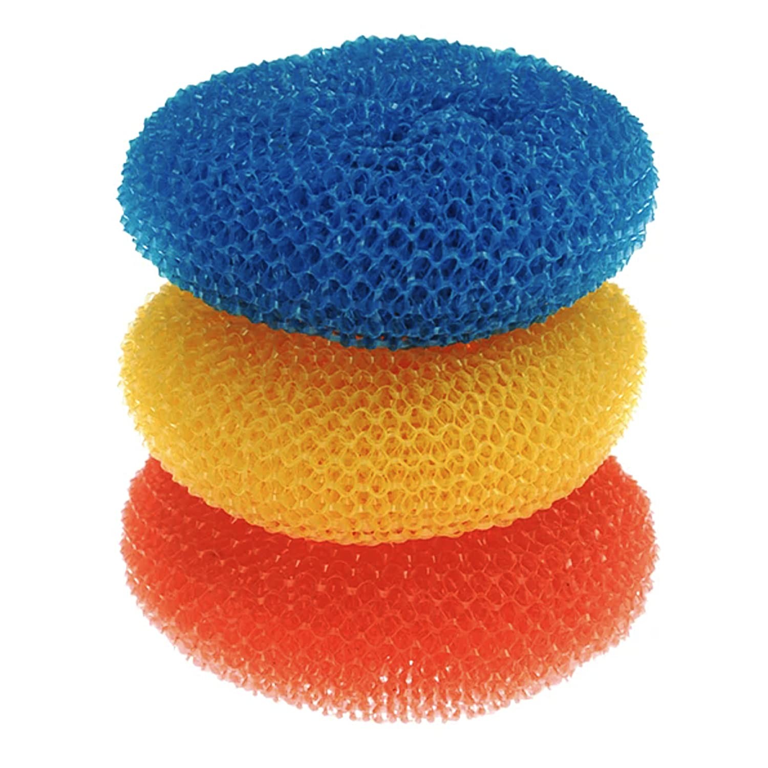 LOLA Plastic Mesh Scouring Pads – 3 Pack, 3.375″ x 3 Assorted Colors