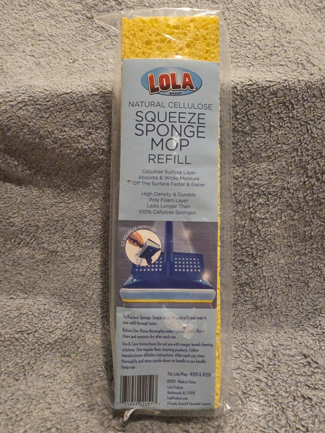 Squeeze Sponge Mop Refill Foam & Cellulose Layer -Only Fits LOLA Mop 205 & 209