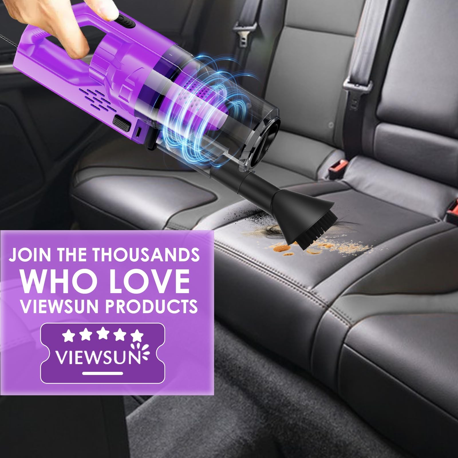 Viewsun 17Pcs Car Cleaning Kit Purple Car Interior Detailing Kit High Power