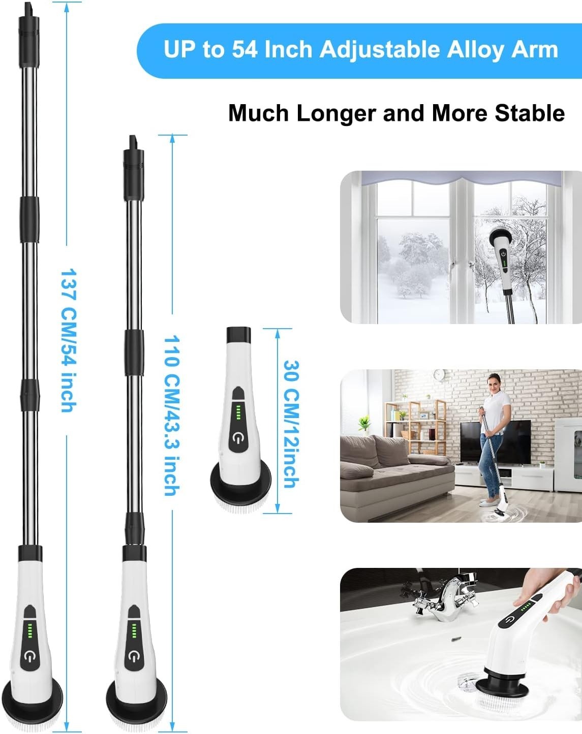 Electric Spin Scrubber, Cordless Cleaning Brush with 8 Replaceable Brush Heads