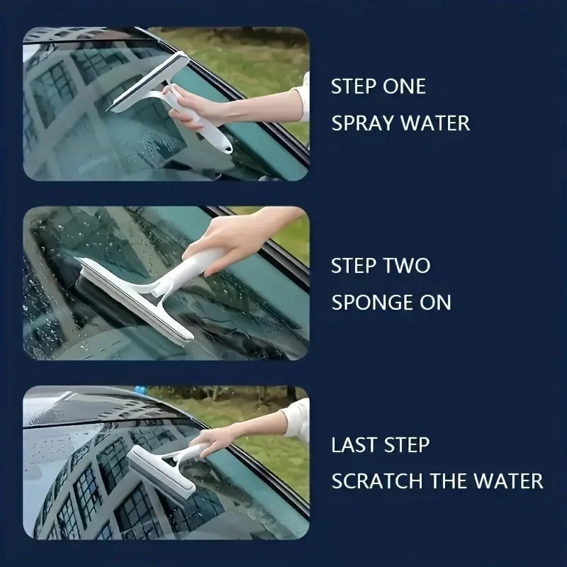 3-in-1 Silicone Shower Squeegee Spray Window Wiper Mirror Glass Cleaner Tool Pro