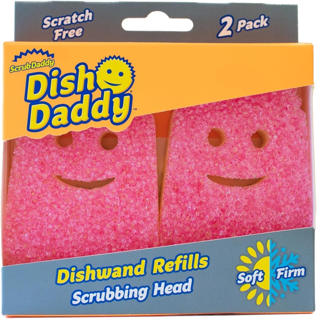 Dish Wand Scrubbing Brush Replacement Heads Pink 2 Pack Soap Dispensing Sponge
