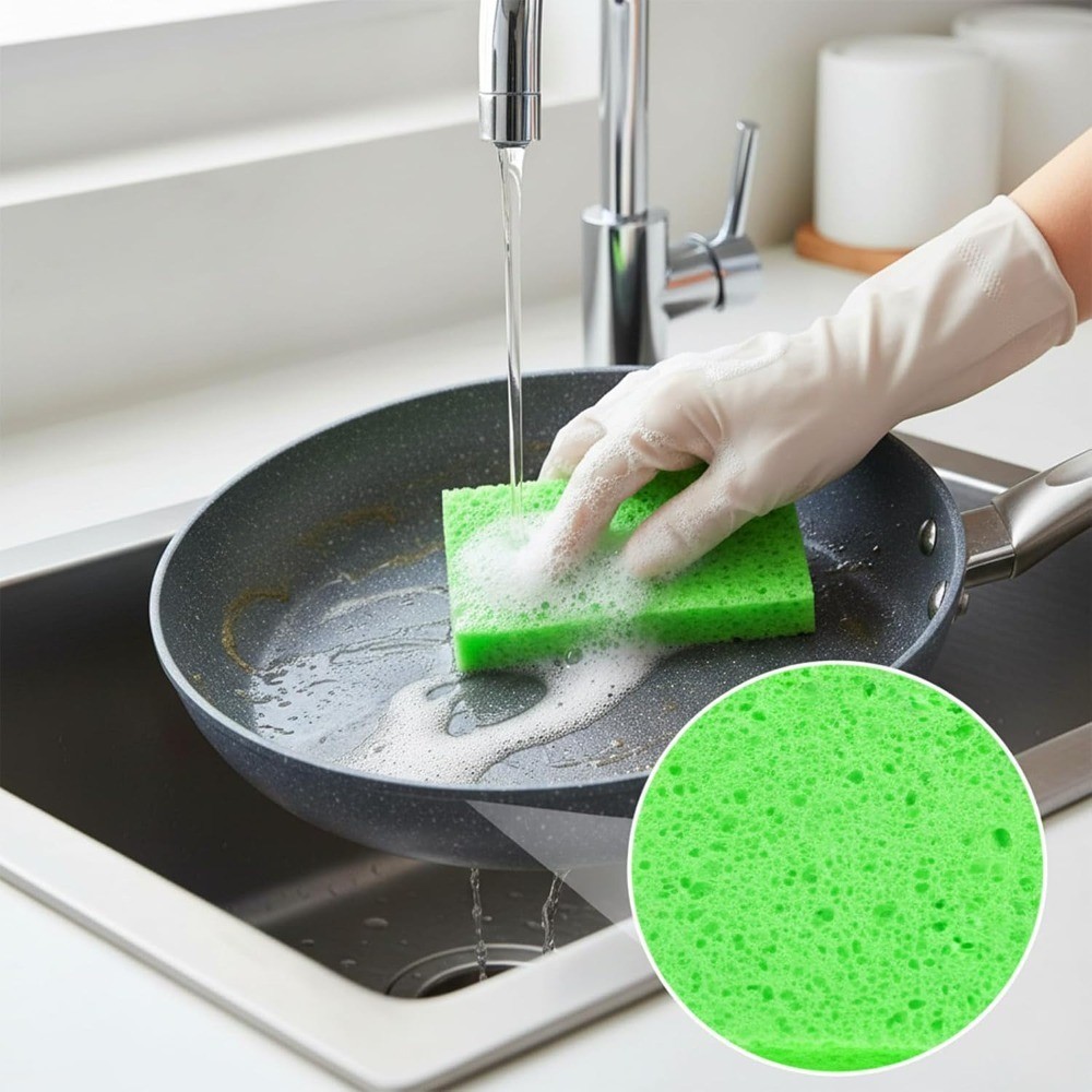 Pop up Sponges 12 Pack Green Cellulose Sponges for Kitchen Cleaning Dish Washing