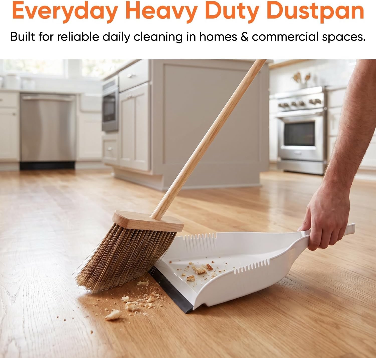 Clip-On Dustpan – Heavy Duty Plastic Easy Grip Clip-On Dust Pan with Rubber