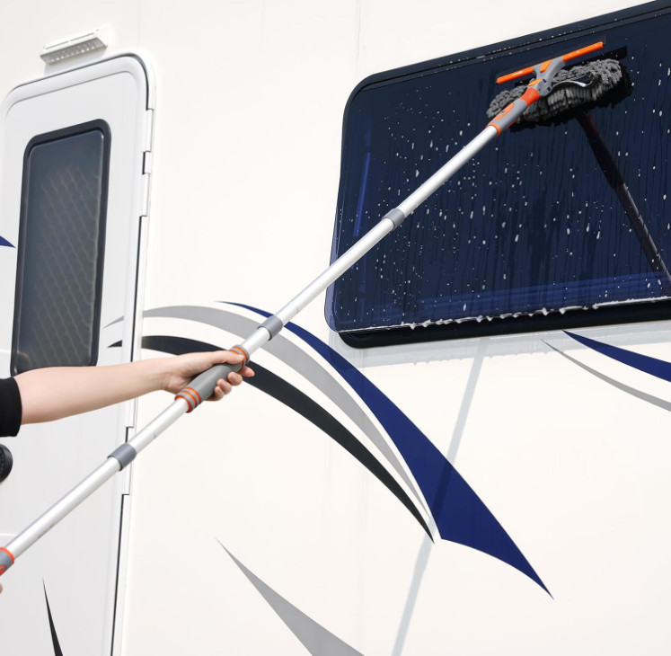 Limpiacristales 89” 2 en 1 giratorio con mango extensible y cabeza flexible