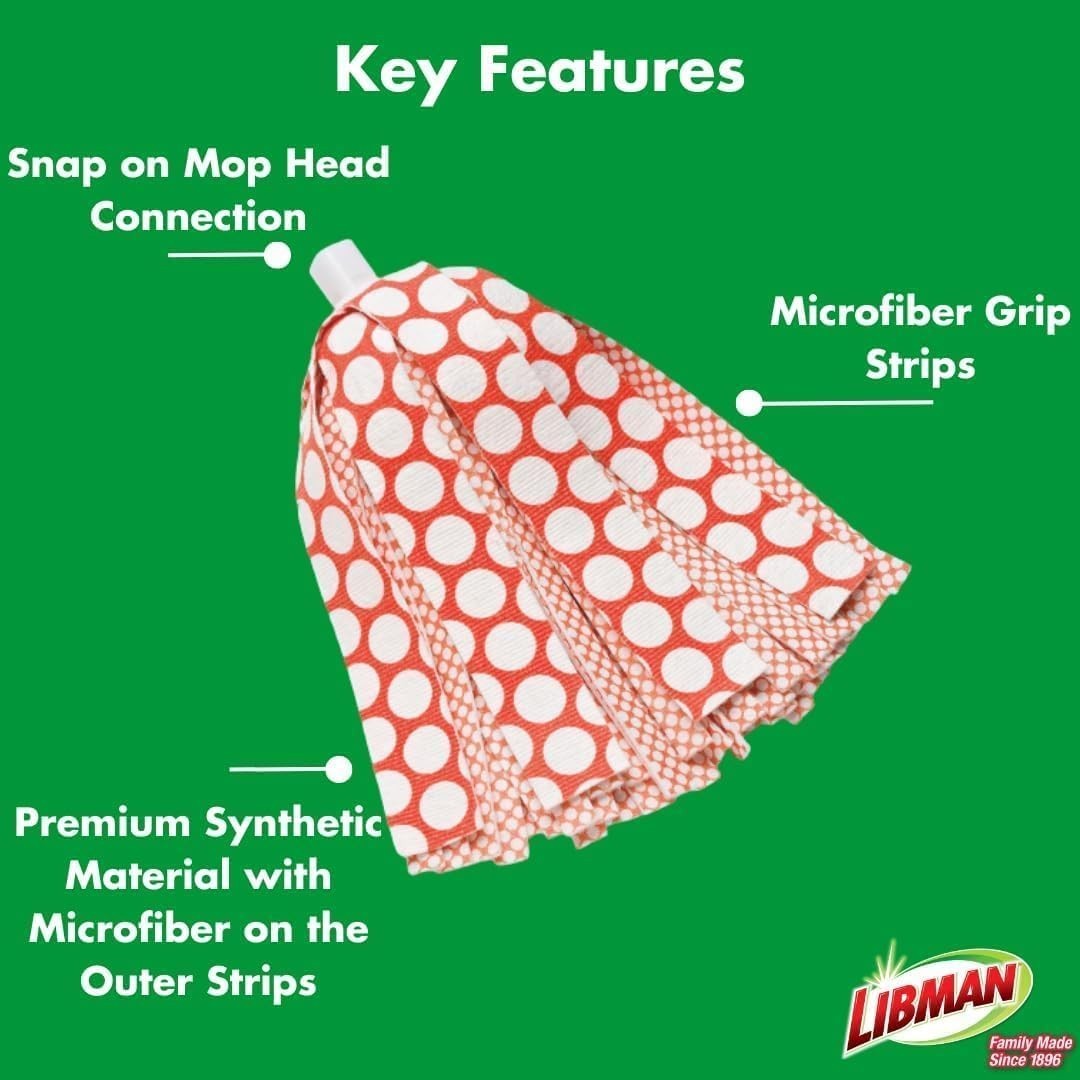 Libman Wonder Mop Head Replacement | Absorbent Microfiber | Self Red & White