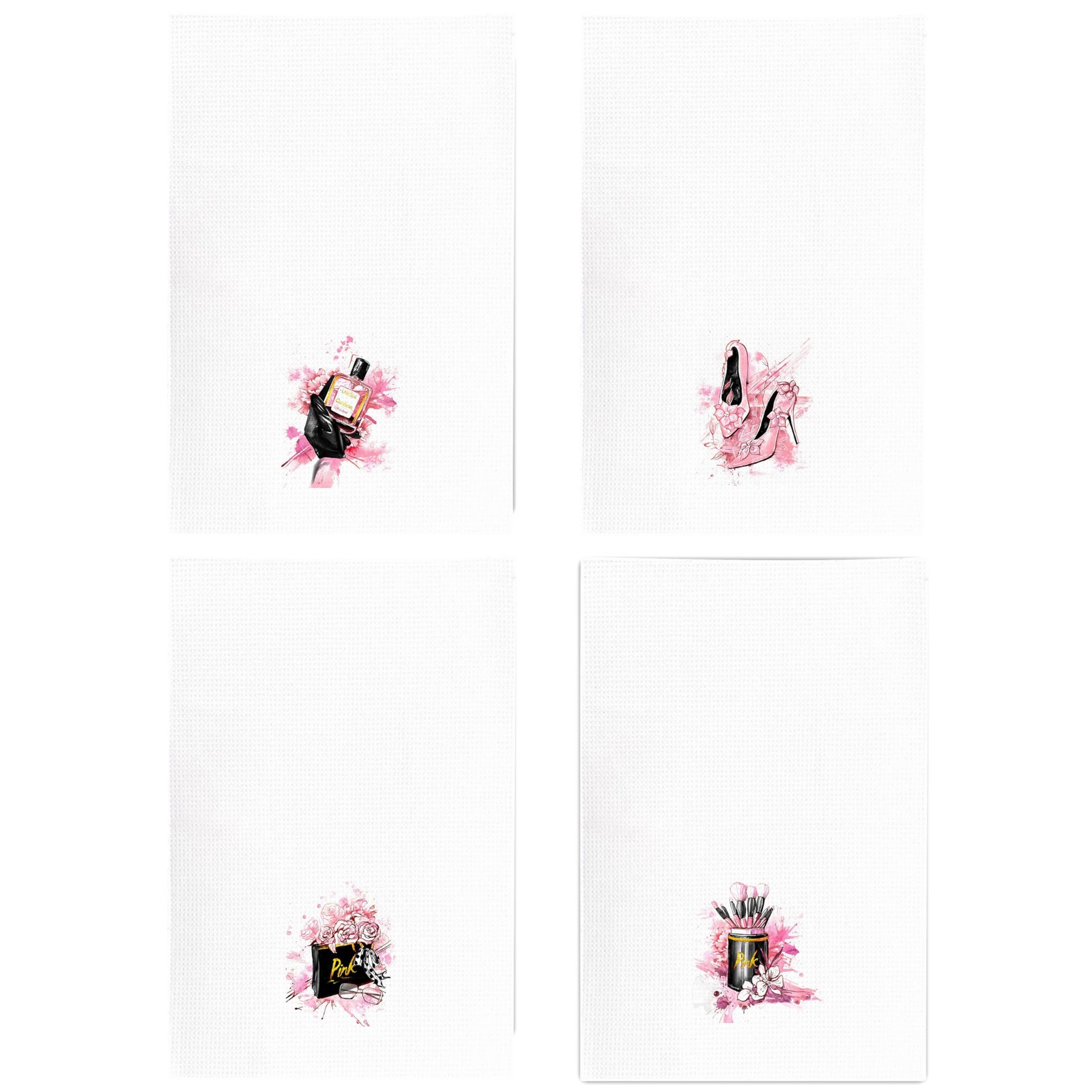 Pink and Black Towels Bathroom Sets of 4,Modern Makeup Brush Perfume Kitchen …