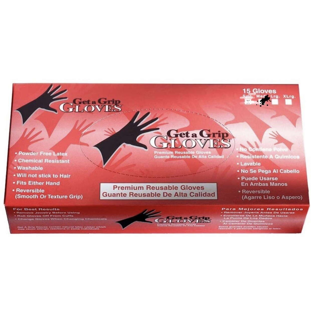 10 X – Get a Grip Medium Latex Gloves – 15 ct (Case Price)