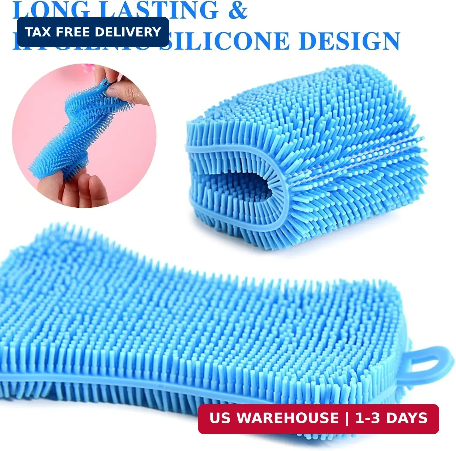 6 PCS Silicone Dish Sponges, Super Durable Safe and Dry Fast Silicone Sponge, Mu
