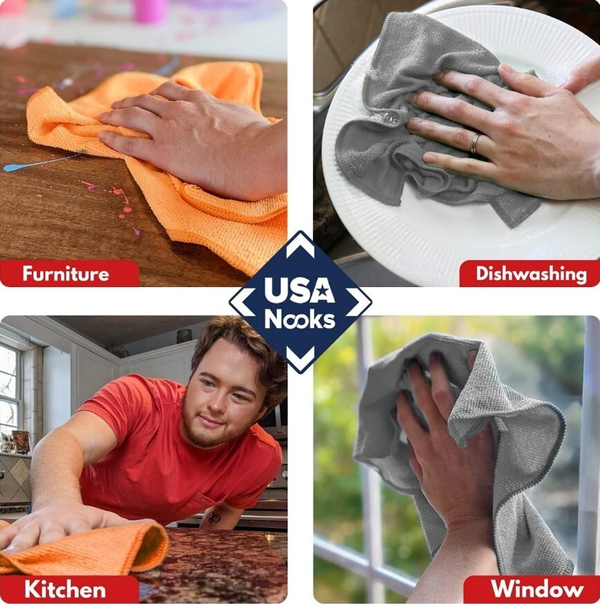 Microfiber Cleaning Cloth Micro fiber Towel Ultra Absorbent Rag Streak Lint Free