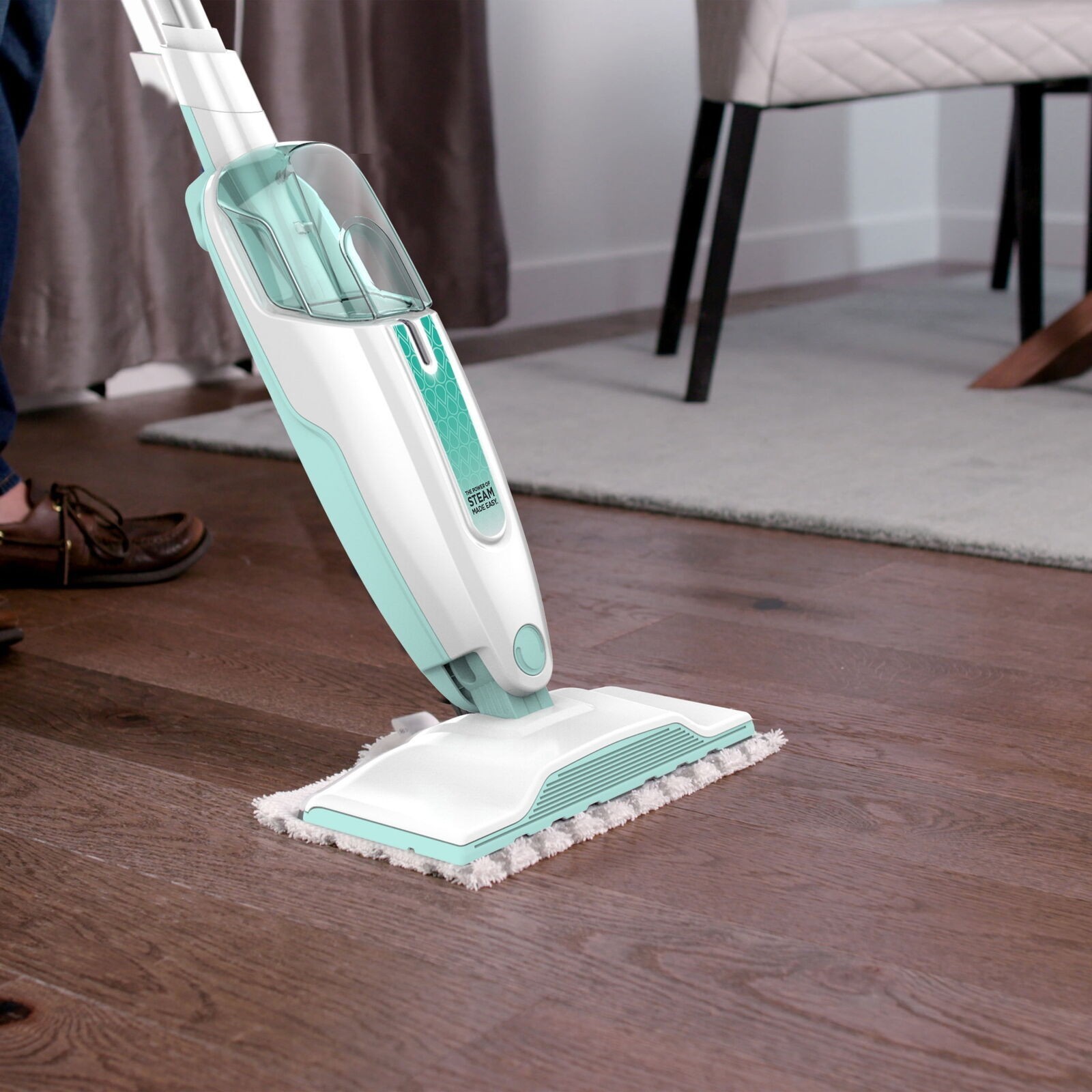 Steam Mop Home Living Room W/ Removable Water Tank Lightweight Corded Electric