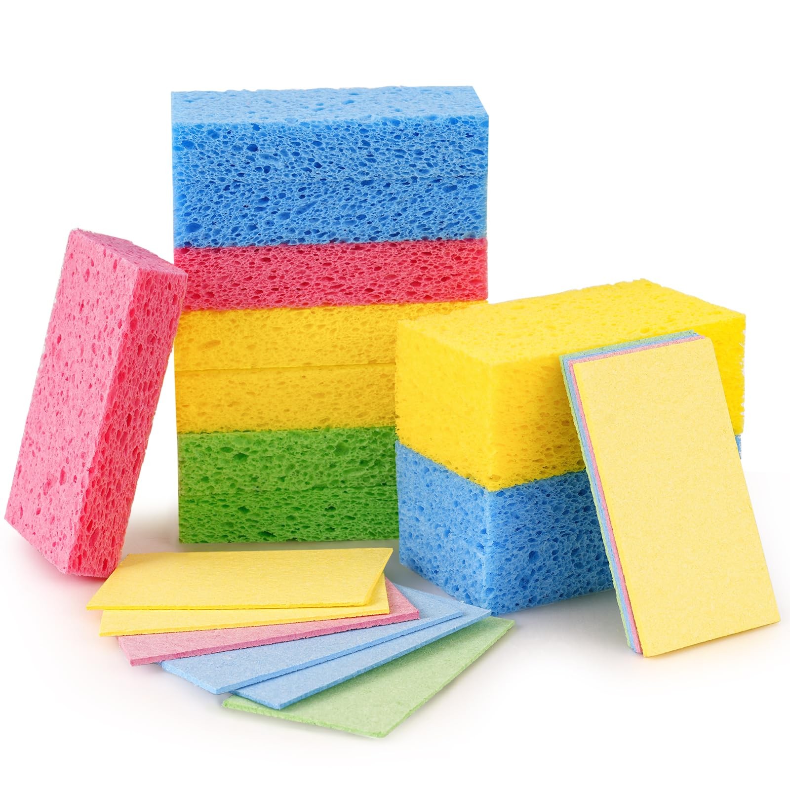 Temede 12-Count Cellulose 12 Count (Pack of 1), Yellow, Blue, Green, Pink