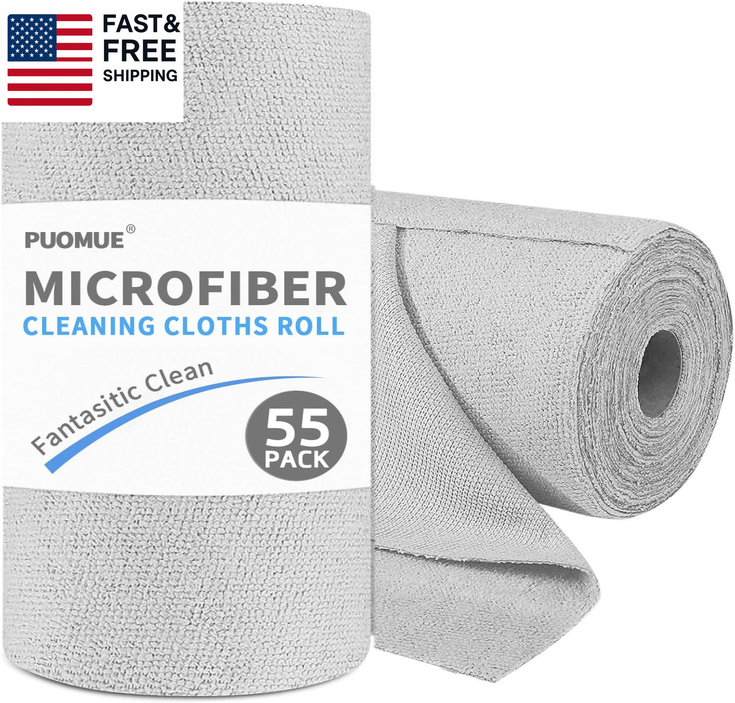 55 Pack Microfiber Cleaning Cloth Roll, Tear Away Reusable Towels, 11″ X 9″, Ult