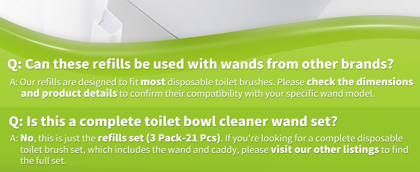Toilet Bowl Cleaner Wand Refills Compatible with CLOROX, 21 Count Disposable