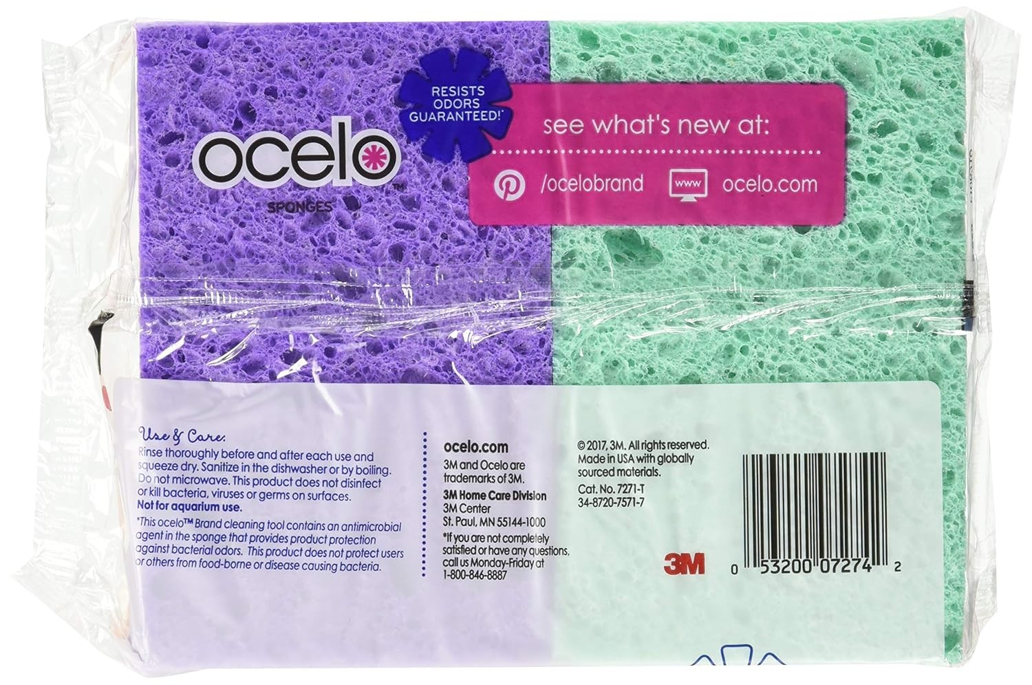 Ocelo Assorted Color Disposable Kitchen Cleaning Sponges 4 Count Pack of 4