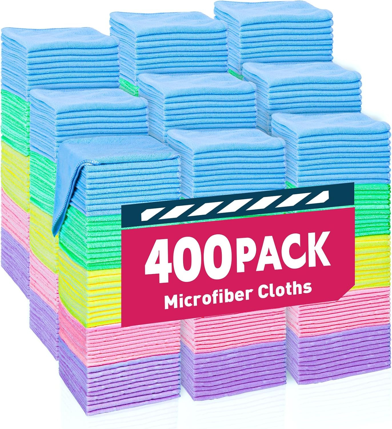 Microfiber Towels Bulk-400 Pack, Cleaning Cloths, Microfiber Towels for Cars, Cl
