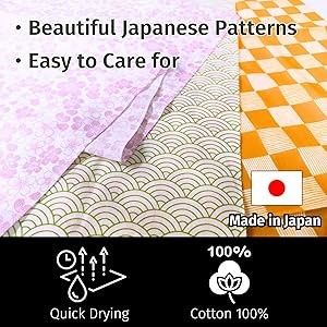 Tenugui Traditional Towel Made in Japan Fray Prevention 100% Cotton Eco Friendly