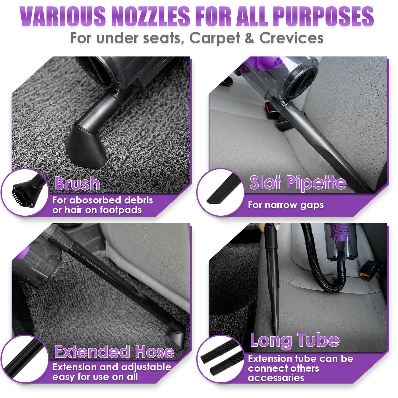 Viewsun 17Pcs Car Cleaning Kit Purple Car Interior Detailing Kit High Power
