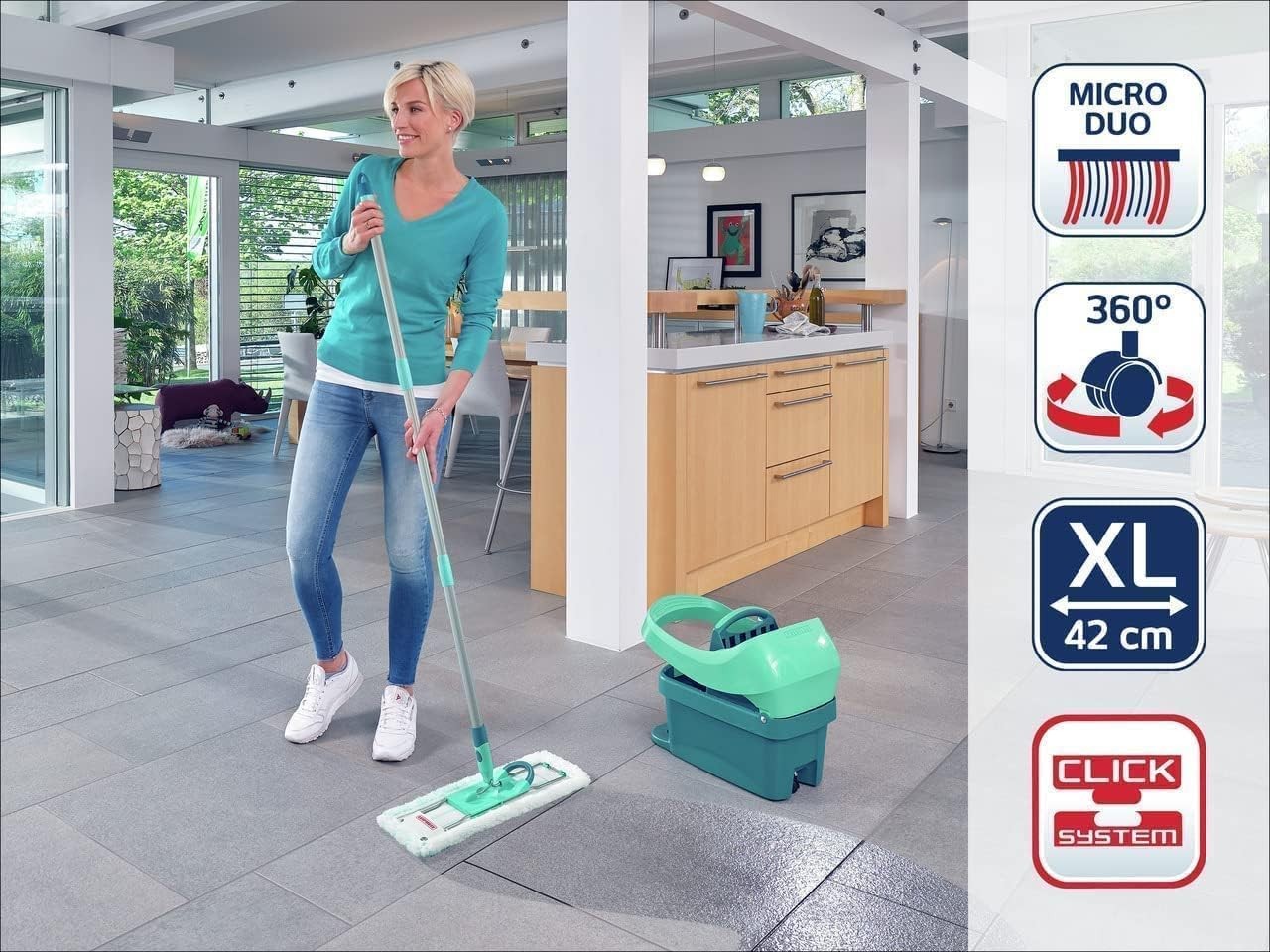 “Profi” Mop & Bucket Set W/ Rollers Turquoise