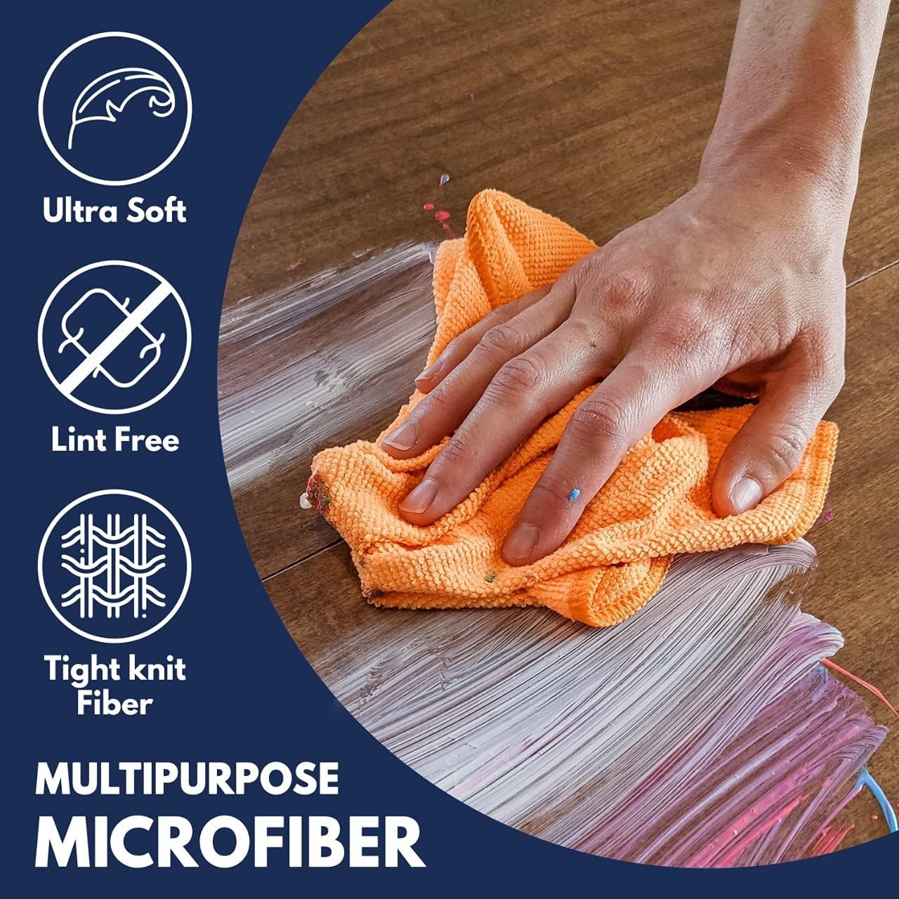 Microfiber Cleaning Cloth – 8 Pcs 12″x11″ – High Performance – 1200 Washes,