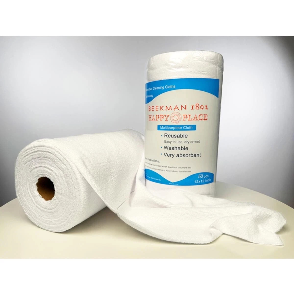 Happy Place 50-Pk Microfiber Reusable Towels Tear Away Roll White Sealed