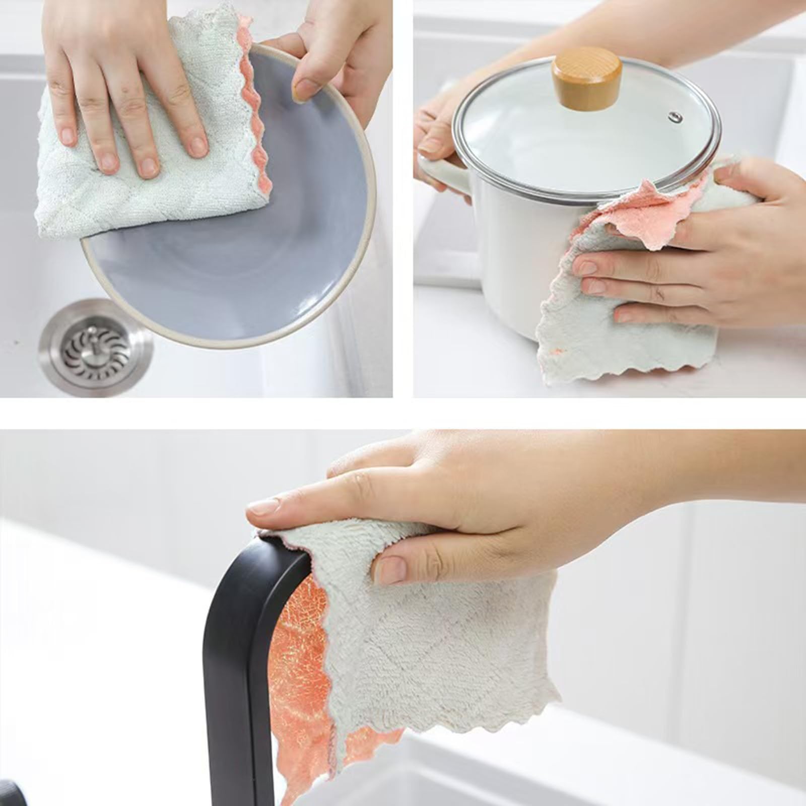 24 Pack Kitchen Dish Cloths Dish Towels, Super Soft and Absorbent Coral Fleece