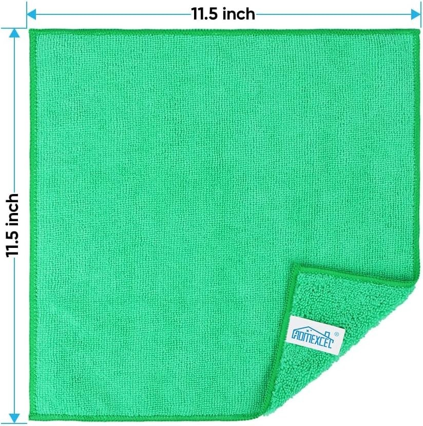 Green Microfiber Cleaning Cloth, 12 Pack Microfiber Towels for Cars, Lint Fr…