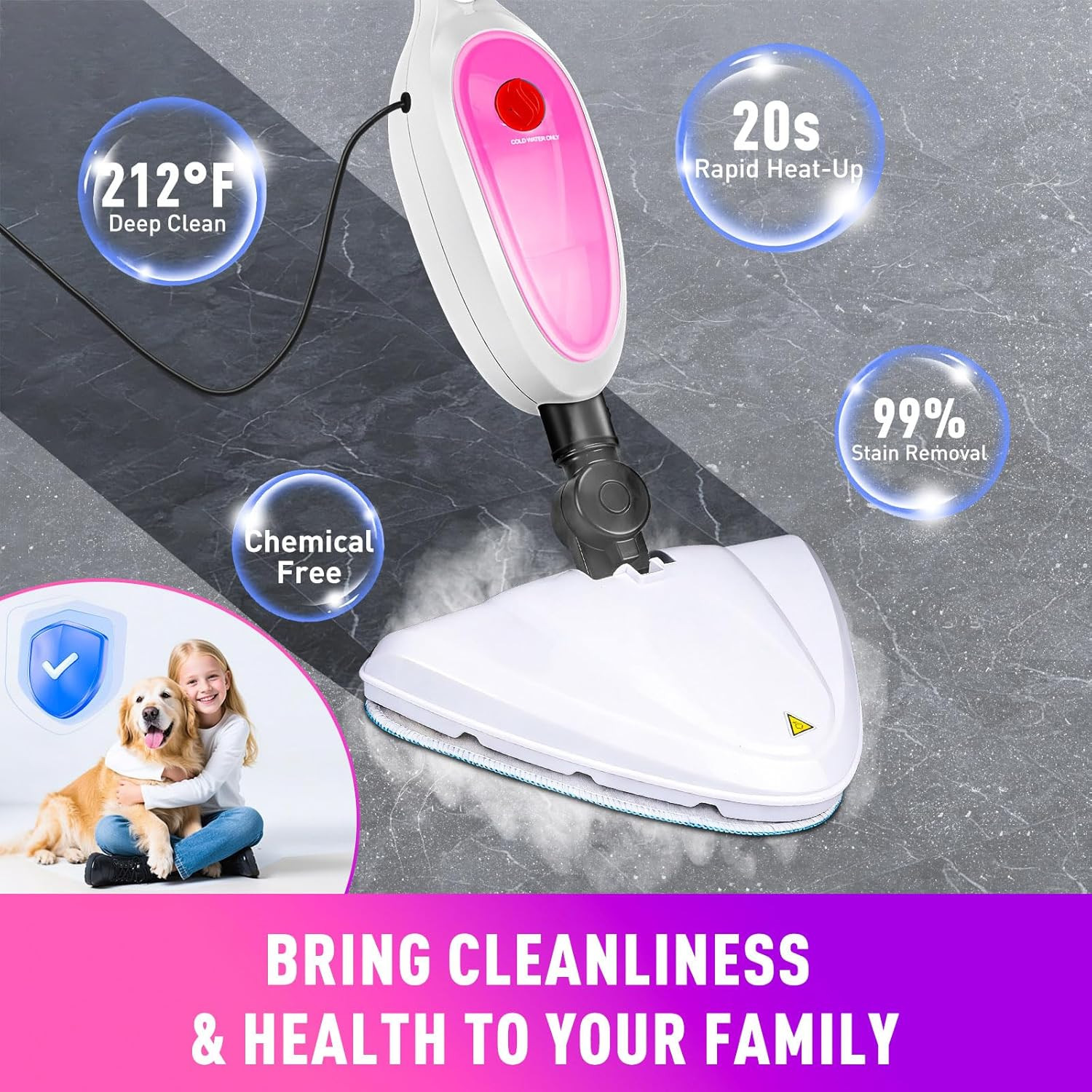 🏠2-in-1 Steam Mop Detachable Handheld 20S Fast Heat 16FT 10-in-1 Deep Clean