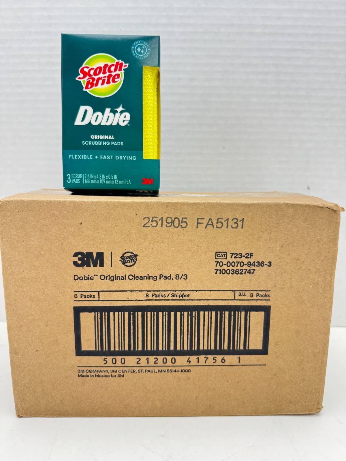 8pk/3 Scotch Brite Dobie Original Scrub NonScratch Cleaning Pads 723-2F Reusable