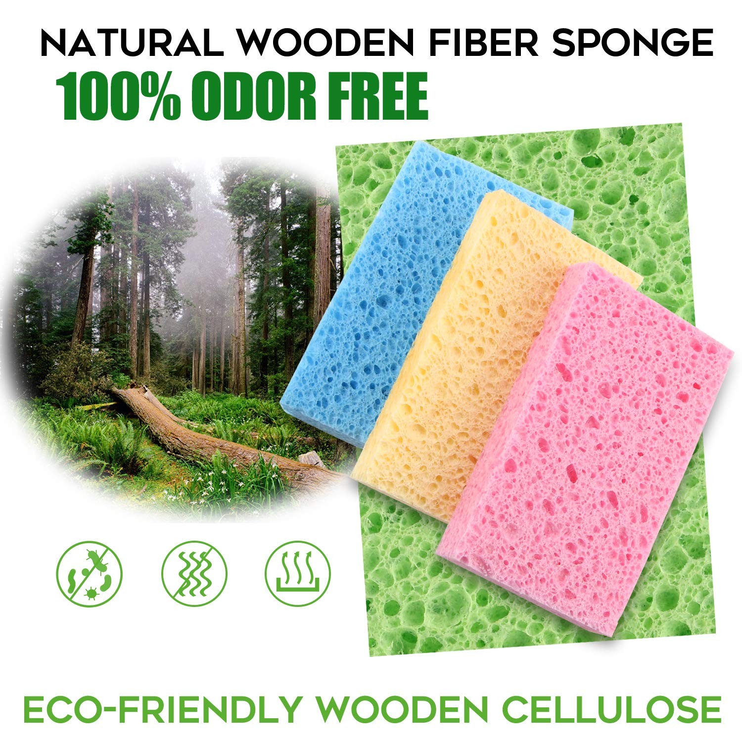 Eco Sponge,16Pack Natural,Kitchen Cleaning Sponge, Multicolor