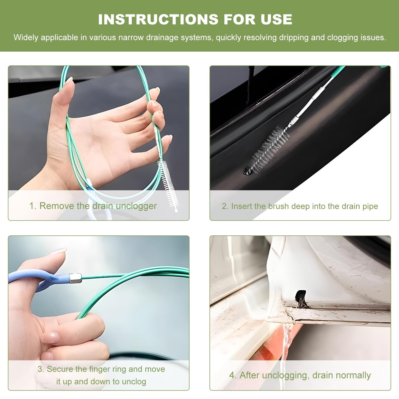 Flexible Auto Sunroof Drain Cleaning Tool – 197″ AC Line Cleaner & Pipe Brush