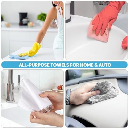 “330 Microfiber Cleaning Cloths – 6 Rolls, Washable Shop Rags for Cars & Home”