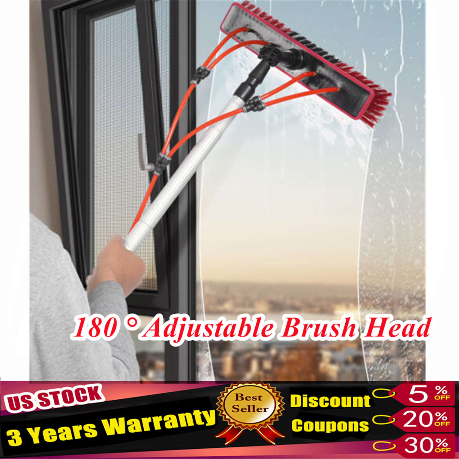 Water Fed Pole Water Fed Brush 26FT For Window Solar Panel Cleaning Washing