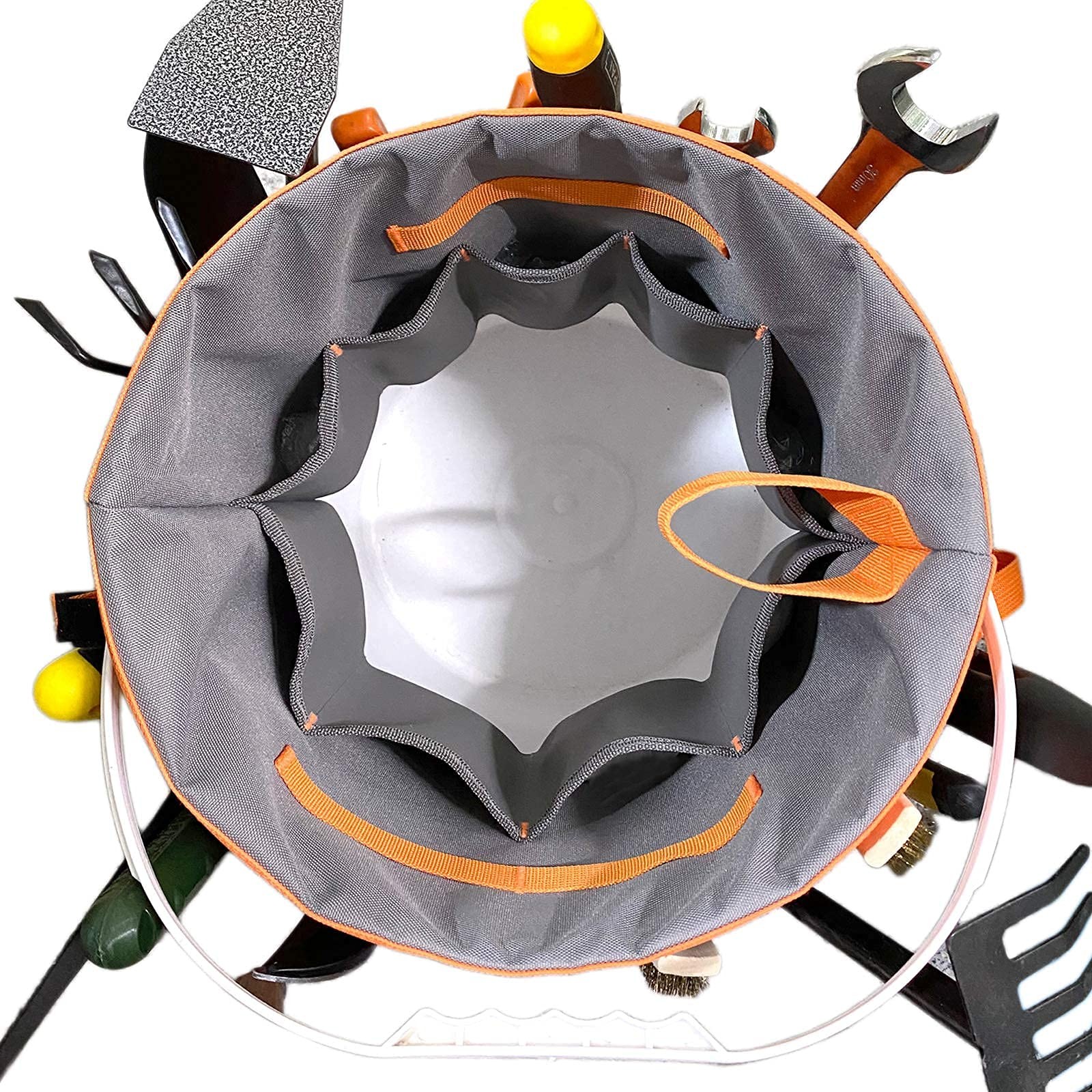 MELOTOUGH Bucket Idea Tool Organizer With 35 Pockets Fits to Orange