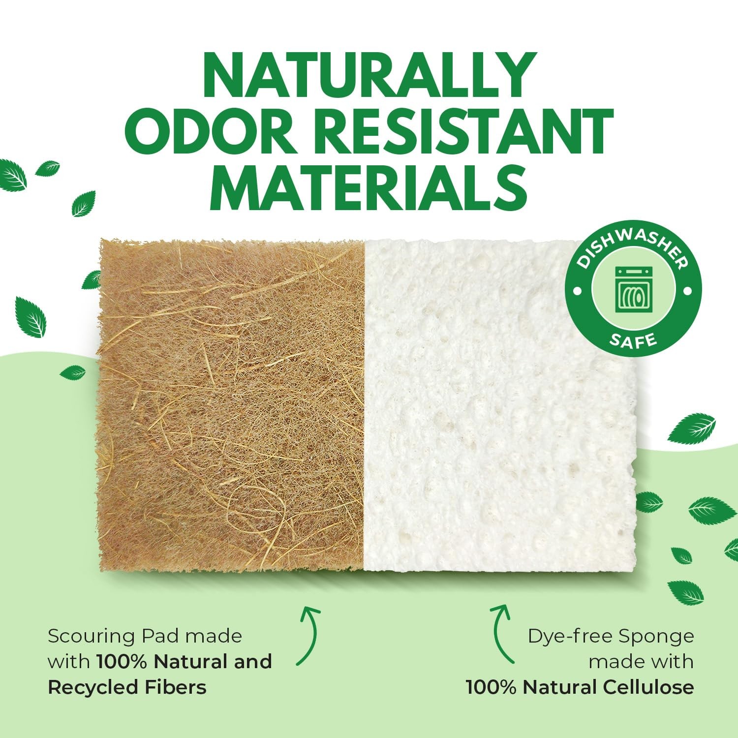 10 Pack Biodegradable Natural Kitchen Sponge Compostable Cellulose and Cocon…