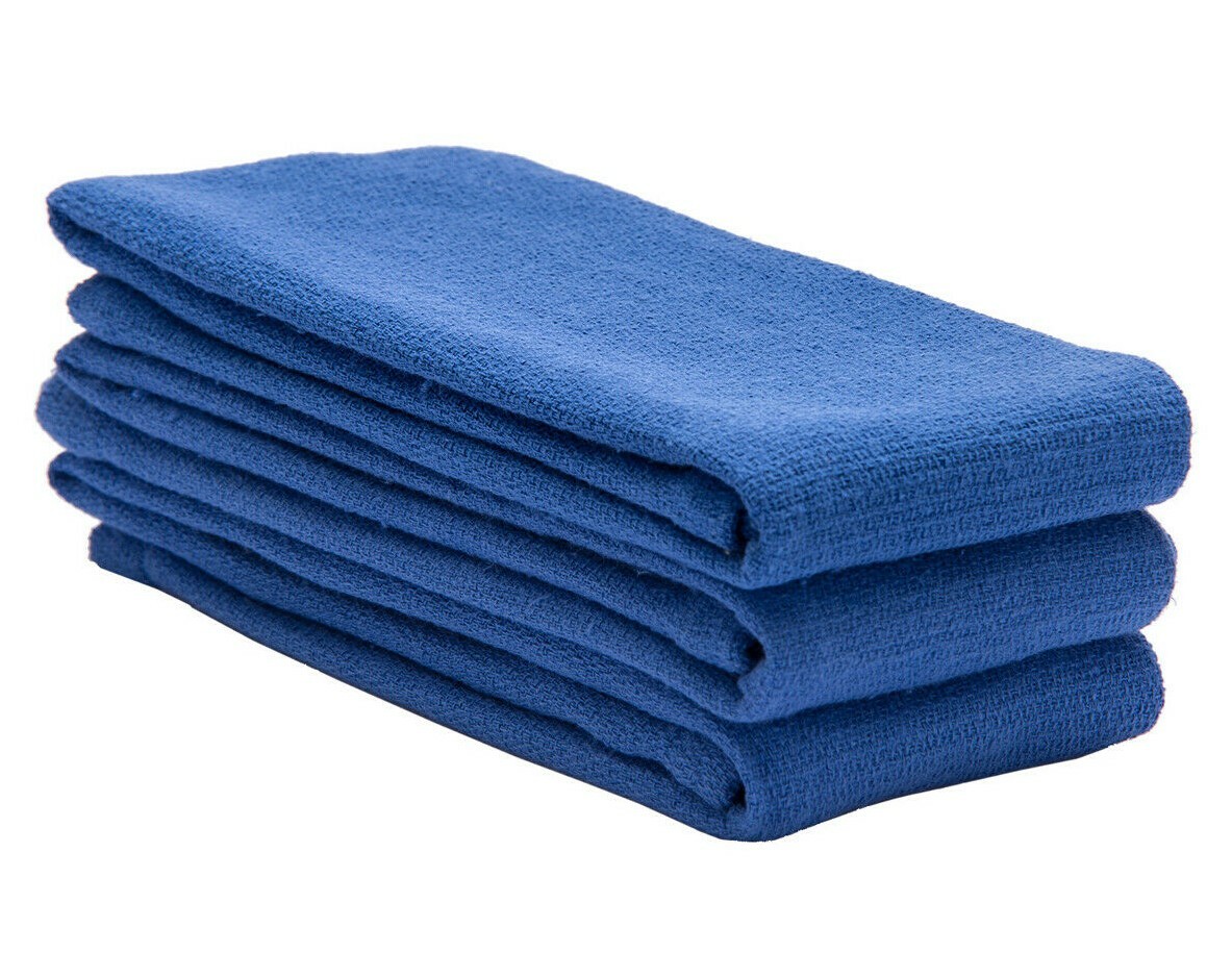 50 Count – NEW BLUE GLASS CLEANING SHOP TOWELS/HUCK/ SURGICAL/ DETAILING TOWELS