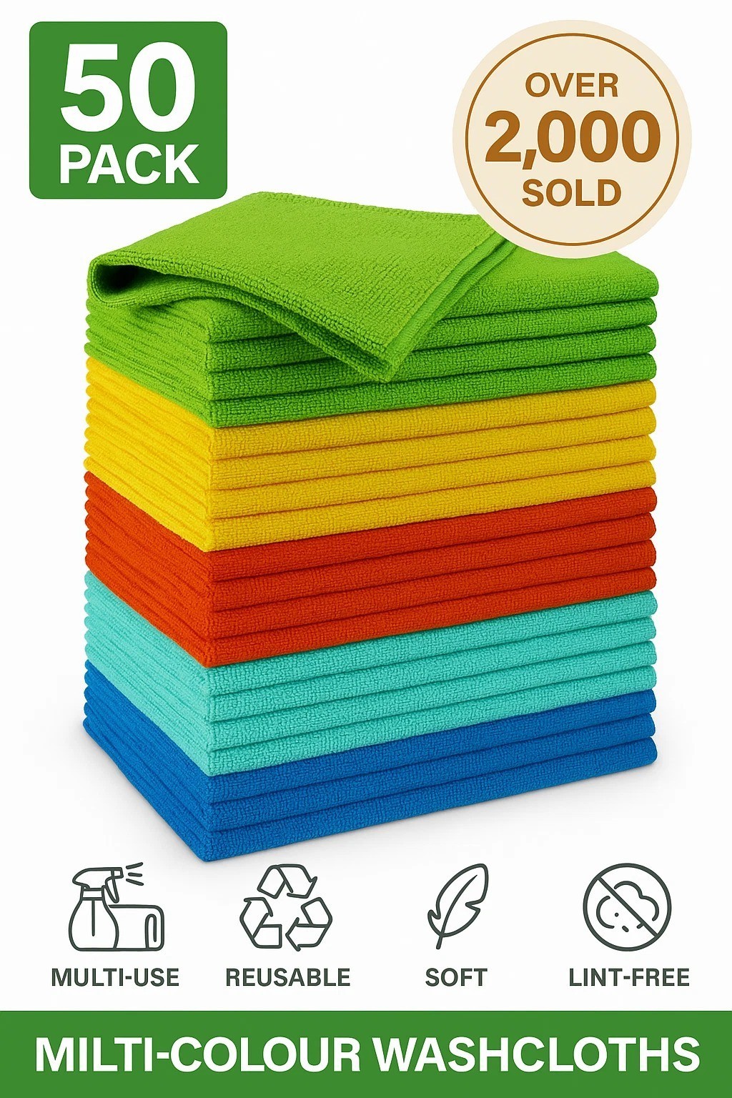 Microfiber Cleaning Cloth Set of 50 Towel Rag Car Polishing Detailing No-Scratch